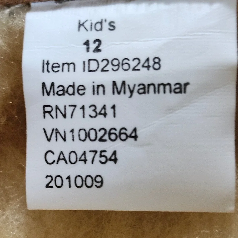 LL Bean Wicked Good Moccasins Kids Size 12 Brown Shearling Lined Suede Slippers